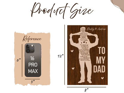 Custom Dad Gift from Daughter or Son – Personalized Wood Plaque – Father's Day Gift for Him – To My Dad Sign Keepsake, Personalized Gift