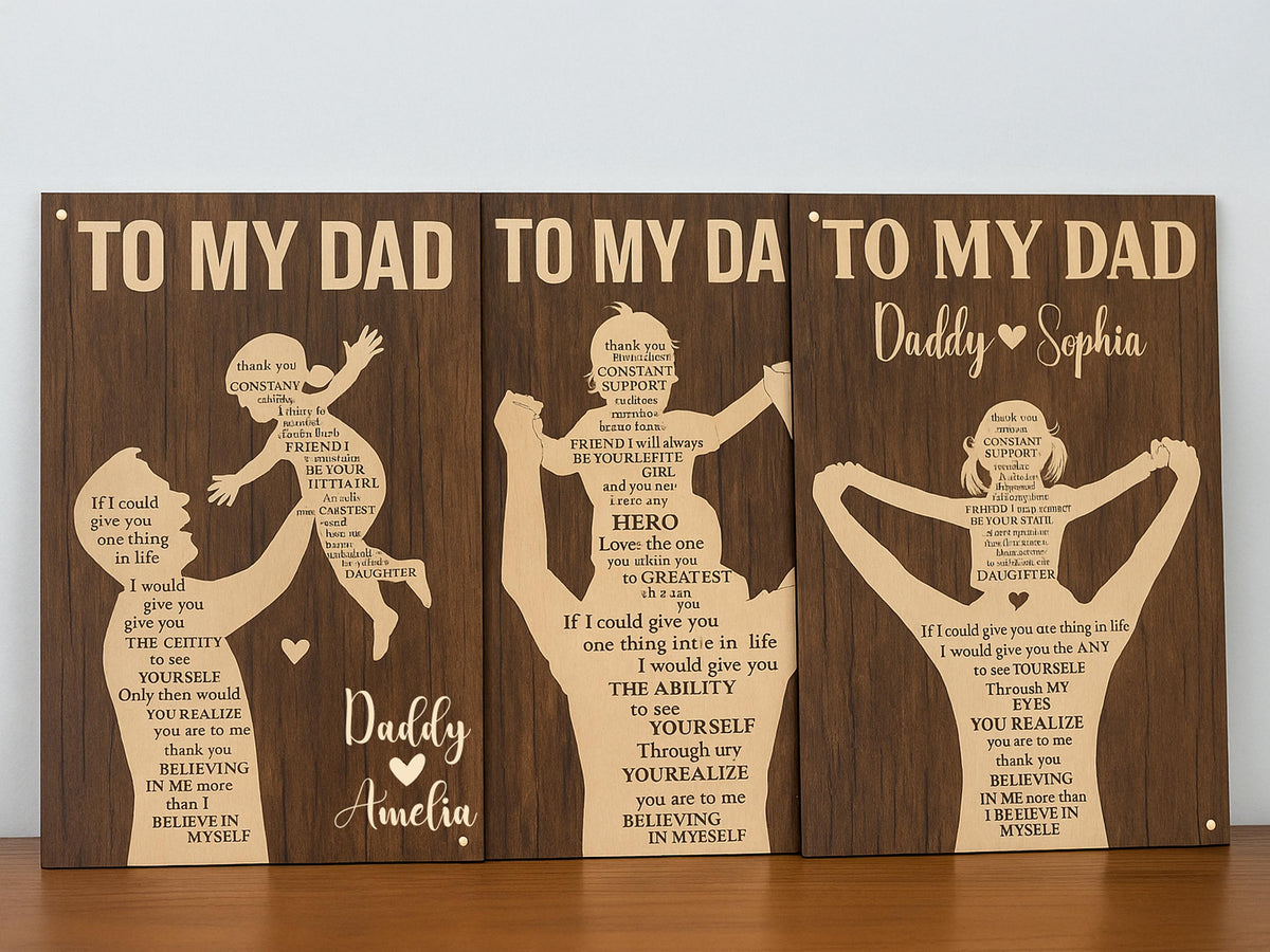 Custom Dad Gift from Daughter or Son – Personalized Wood Plaque – Father's Day Gift for Him – To My Dad Sign Keepsake, Personalized Gift