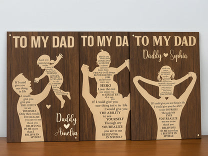 Custom Dad Gift from Daughter or Son – Personalized Wood Plaque – Father's Day Gift for Him – To My Dad Sign Keepsake, Personalized Gift