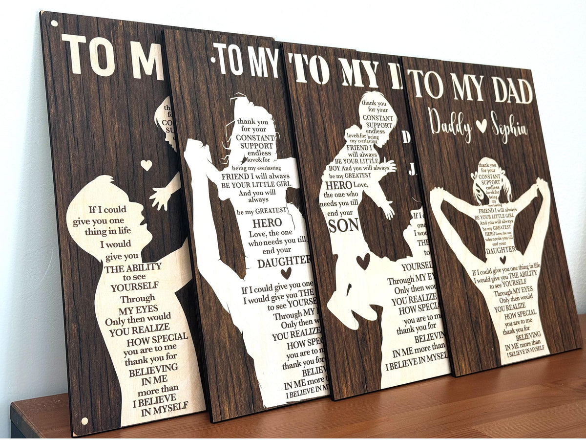 Custom Dad Gift from Daughter or Son – Personalized Wood Plaque – Father's Day Gift for Him – To My Dad Sign Keepsake, Personalized Gift
