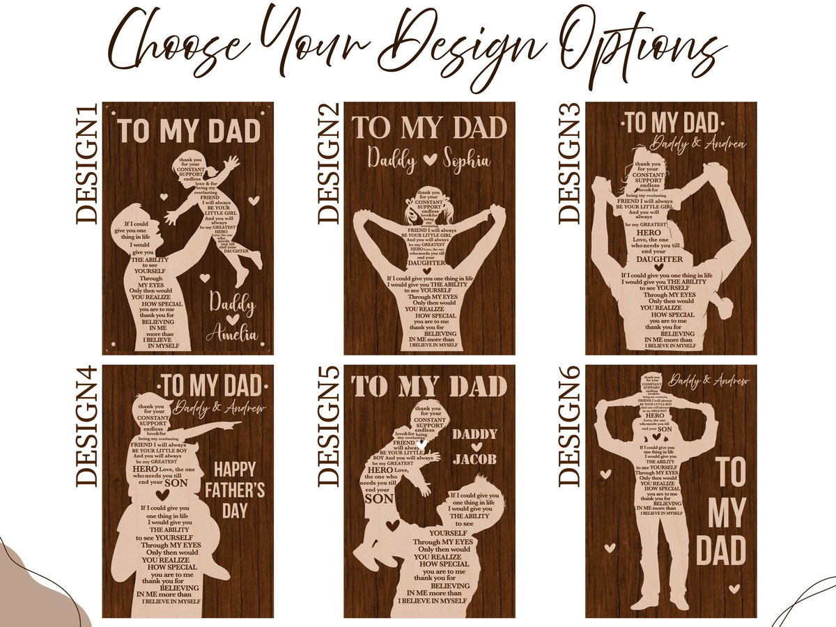 Custom Dad Gift from Daughter or Son – Personalized Wood Plaque – Father's Day Gift for Him – To My Dad Sign Keepsake, Personalized Gift
