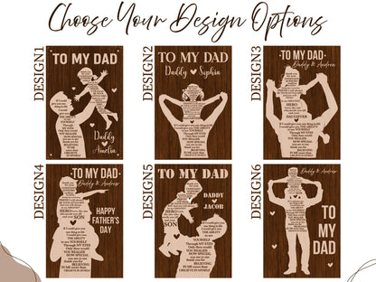 Custom Dad Gift from Daughter or Son – Personalized Wood Plaque – Father's Day Gift for Him – To My Dad Sign Keepsake, Personalized Gift