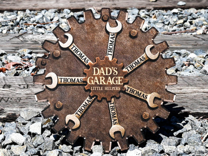 Custom Garage Sign For Fathers Day Gift For Dad, Grandkids Name Sign For Grandpa Gift, Family Gift for Grandpa, Personalized Workshop Sign