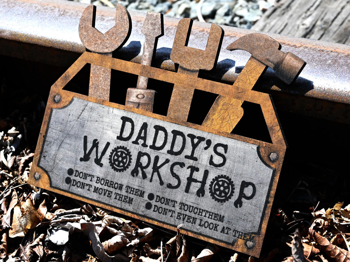 Personalized Wood Workshop Sign, Father's Day Gift