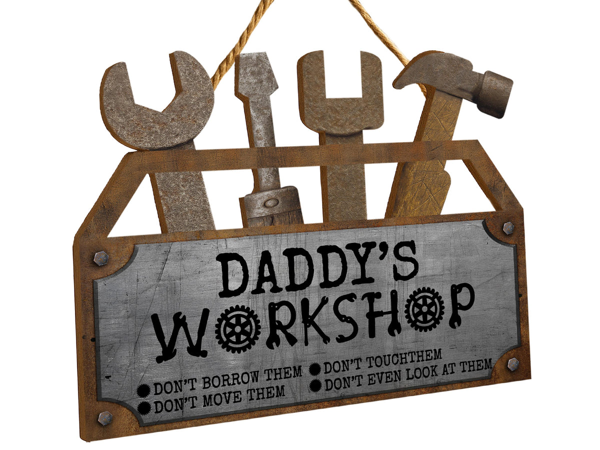 Personalized Wood Workshop Sign, Father's Day Gift