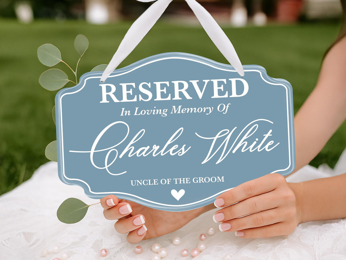 Reserved Memorial Chair Sign for Wedding, In Loving Memory of Loved One, Custom Name & Role, Personalized Memorial Plaque, Reserved Seat