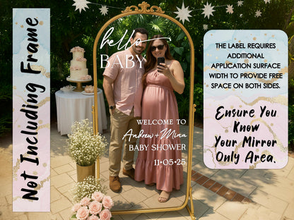 Custom Baby Shower Mirror Decal, Welcome Sign for Girl Boy Gender Reveal Party Decor, Personalized Vinyl Sticker, Reception Decor, Events