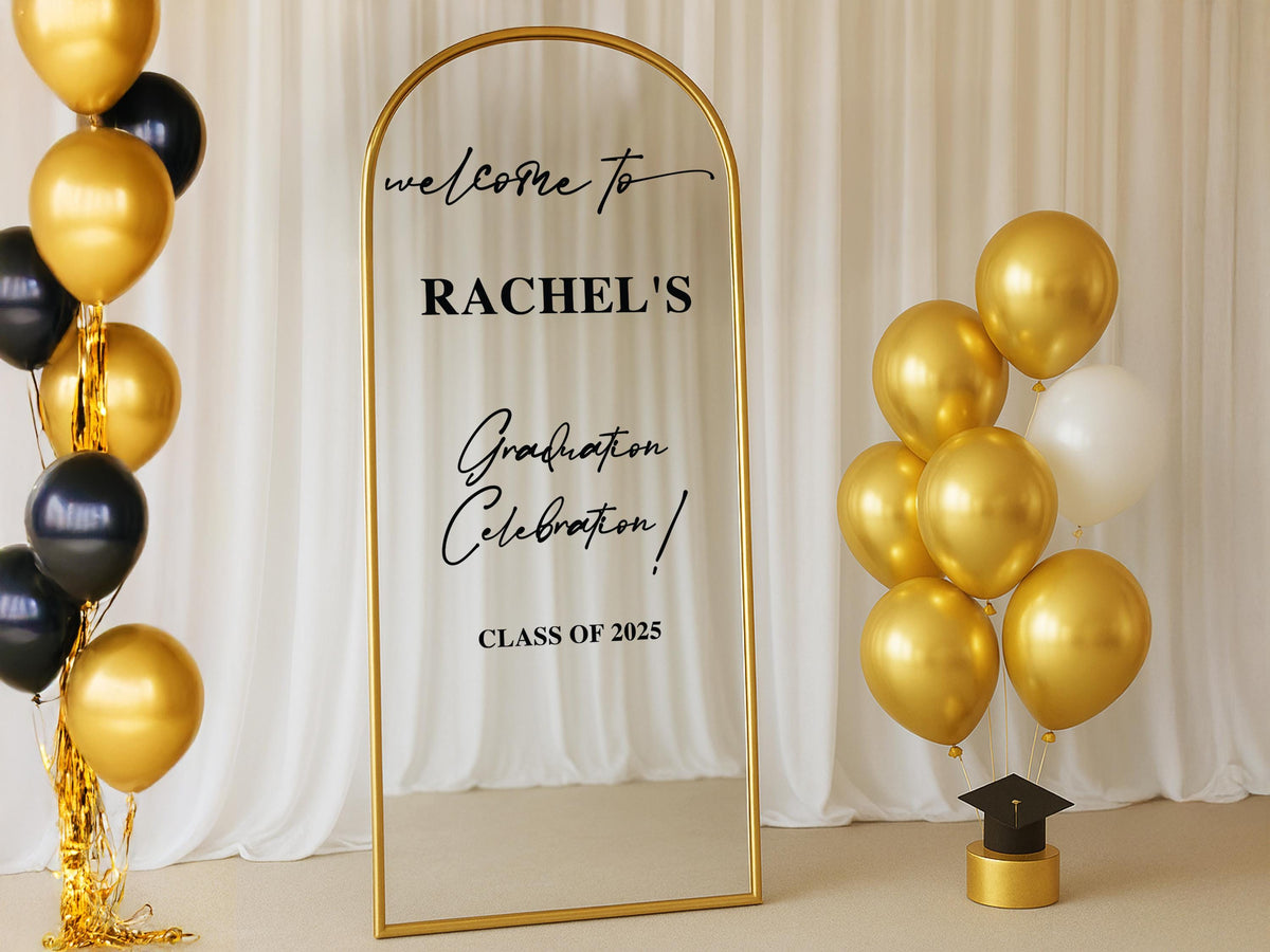 Personalized Graduation Mirror Decal, Custom Class of 2025 Party Sign, Vinyl Sticker for Graduation Decor,  Grad Party, Entrance Sign