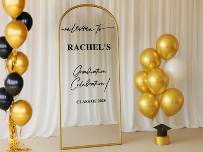 Personalized Graduation Mirror Decal, Custom Class of 2025 Party Sign, Vinyl Sticker for Graduation Decor,  Grad Party, Entrance Sign
