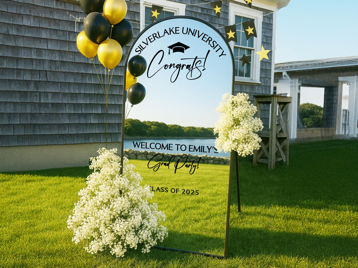 Personalized Graduation Mirror Decal, Custom Class of 2025 Party Sign, Vinyl Sticker for Graduation Decor,  Grad Party, Entrance Sign