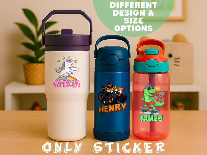 Custom Name Sticker for Kids - Waterproof Personalized Label for Water Bottle, Tumbler, Lunchbox - Durable Name Decal