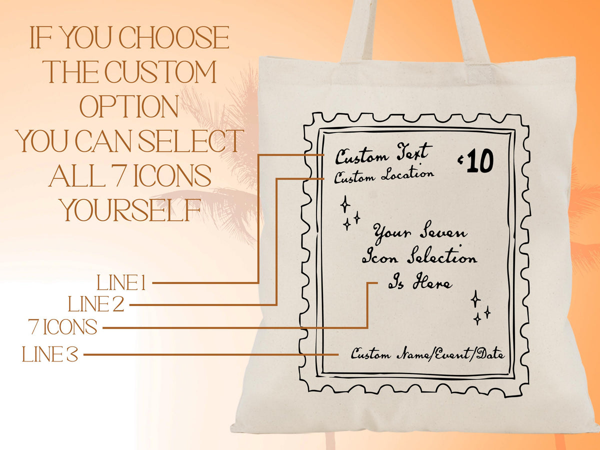 Custom Bachelorette Tote Bag for Her, Beach Bag, Bachelorette Party Favors, Wedding Tote Bags, Beach Tote Bag for Girls Trip Stamp Tote