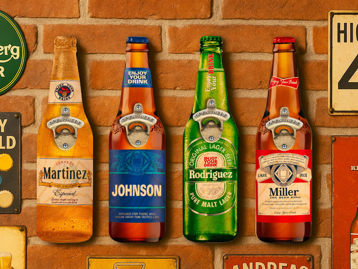 Personalized Beer Opener Fathers Day Gift For Dad, Custom Wall Mounted Beer Bottle Opener Wood Sign Gift for Him, Man Cave Bar Decoration
