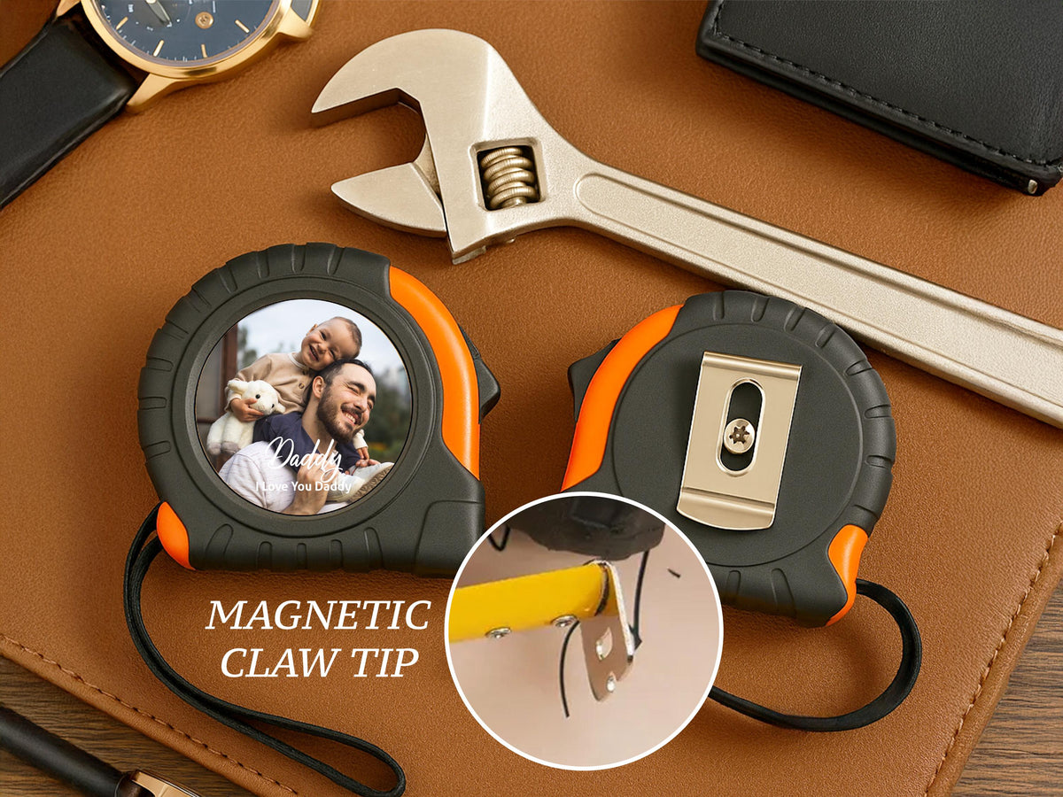 Custom Photo Tape Measure for Dad, Grandpa, Personalized Father's Day Gift from Kids, Custom Text Tool Gift for Men, Husband Gift for Him