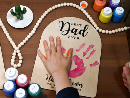 Fathers Day Gifts from Kids, Dad Wood Sign, Best Dad Handprint Sign, Best Dad Ever Hands Down, Gifts for Dad, Handmade Dad Birthday Gift