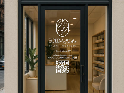 Personalized Business Window Sticker, Your Company Name Sticker, Storefront Sticker, QR Code Office Window Door Lettering Business Stickers