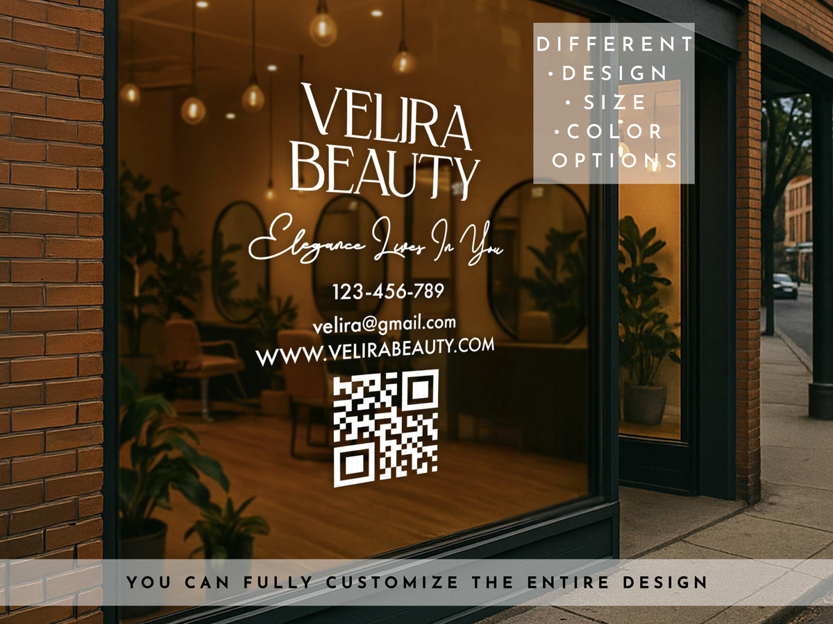 Personalized Business Window Sticker, Your Company Name Sticker, Storefront Sticker, QR Code Office Window Door Lettering Business Stickers