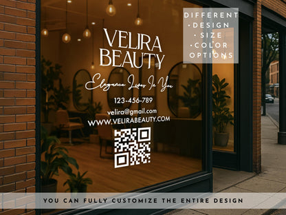 Personalized Business Window Sticker, Your Company Name Sticker, Storefront Sticker, QR Code Office Window Door Lettering Business Stickers