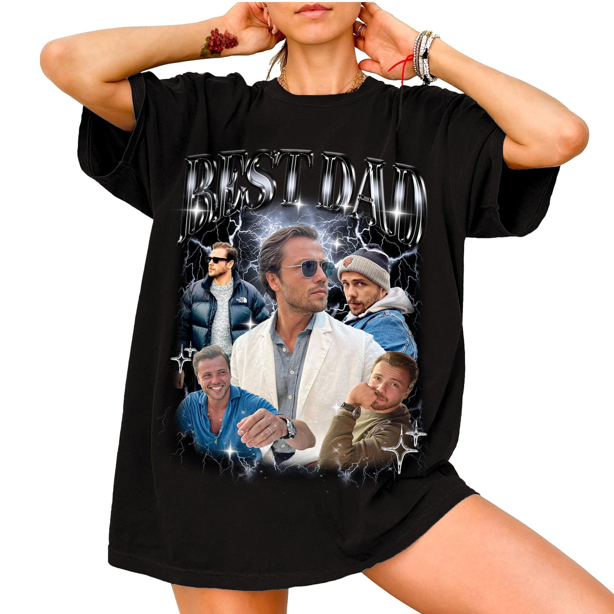 Custom Dad Shirt, Father and Son Shirt, Face Shirt, Father's Day Gift, Personalized Bootleg Gift, Gift from Daughter, Personalized #1 Dad