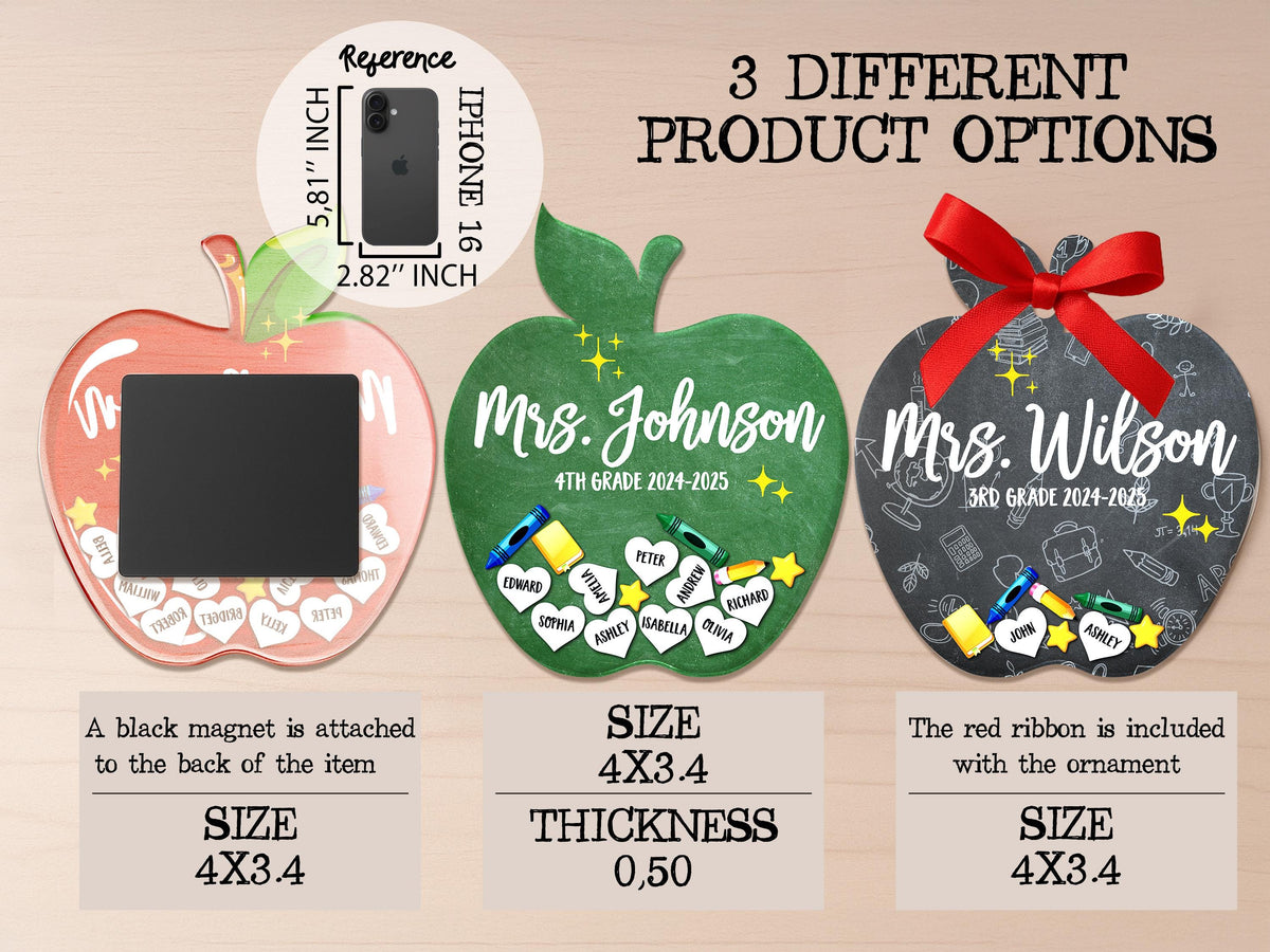 Personalized Teacher Ornament with Student Names, Teacher Christmas Ornament, Custom Teacher Classroom Gifts, Teacher Appreciation Gifts