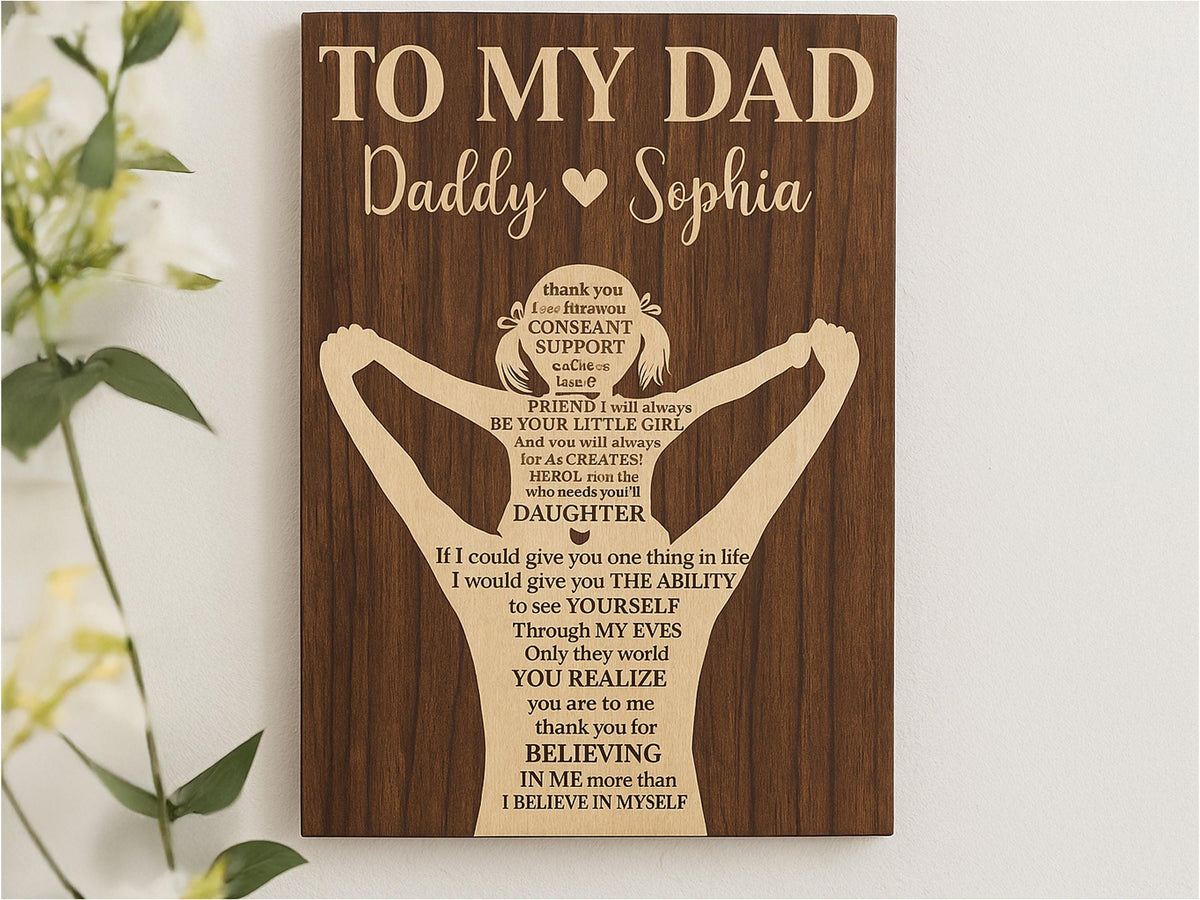 Custom Dad Gift from Daughter or Son – Personalized Wood Plaque – Father's Day Gift for Him – To My Dad Sign Keepsake, Personalized Gift