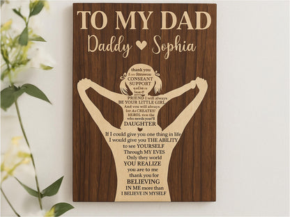 Custom Dad Gift from Daughter or Son – Personalized Wood Plaque – Father's Day Gift for Him – To My Dad Sign Keepsake, Personalized Gift