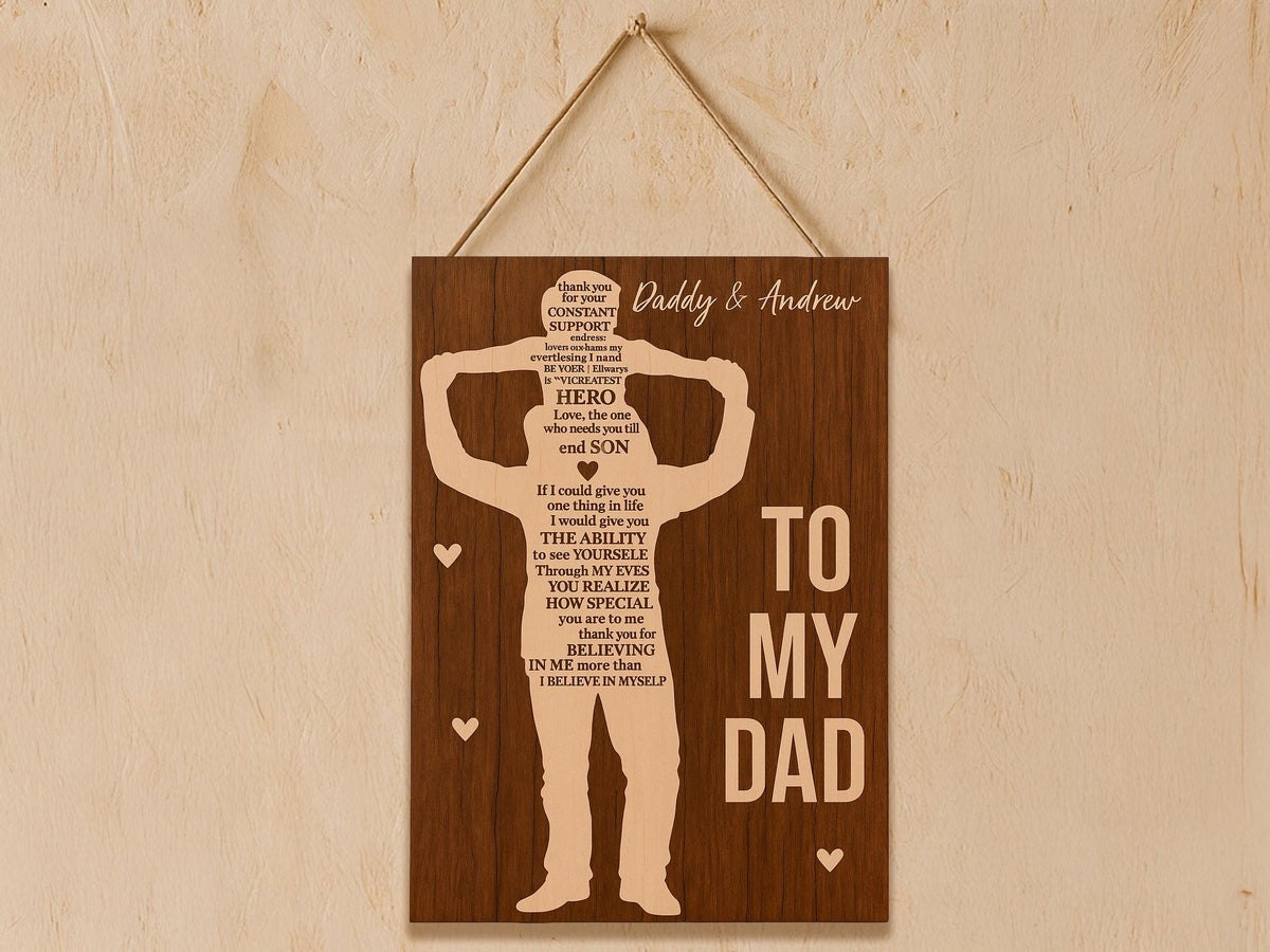 Custom Dad Gift from Daughter or Son – Personalized Wood Plaque – Father's Day Gift for Him – To My Dad Sign Keepsake, Personalized Gift