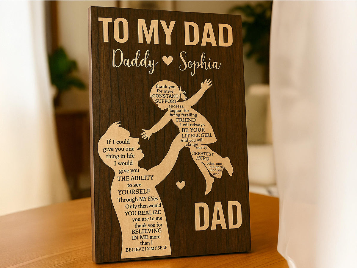 Custom Dad Gift from Daughter or Son – Personalized Wood Plaque – Father's Day Gift for Him – To My Dad Sign Keepsake, Personalized Gift