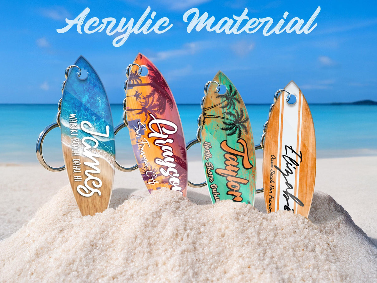 Custom Surf Gift for Surf Lover Gift, Surf Sign Gift for Surfers, Surf Board Keychain Gift, Surfing Gift Surf Board Magnet Surf Board Decor