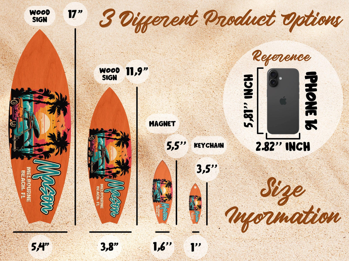 Custom Surf Gift for Surf Lover Gift, Surf Sign Gift for Surfers, Surf Board Keychain Gift, Surfing Gift Surf Board Magnet Surf Board Decor