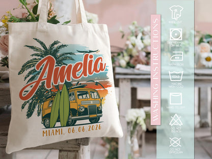Beach Tote Bag for Girls, Custom Beach Bag, Bridesmaid Gift Bag, Bachelorette Gifts for Bridesmaid, Natural Canvas Tote Bag, Custom Tote Bag