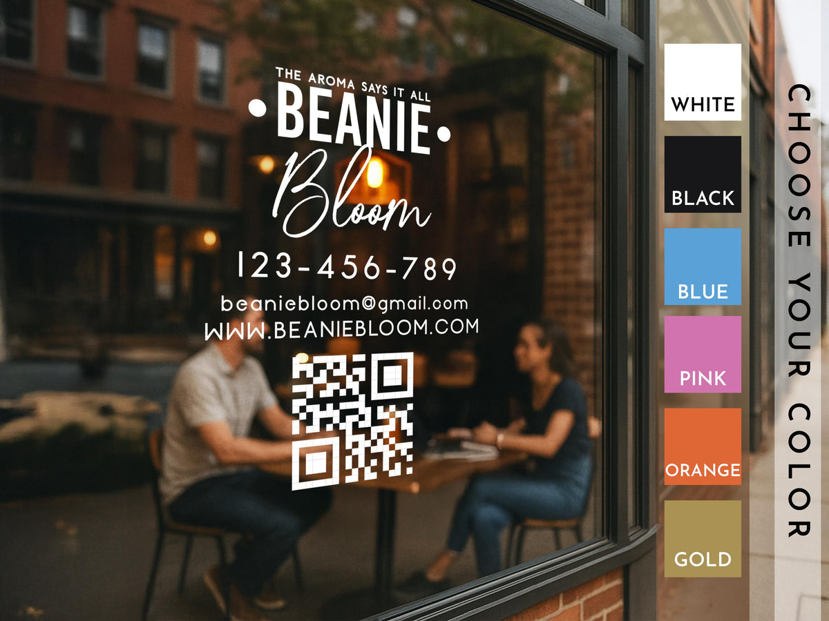 Personalized Business Window Sticker, Your Company Name Sticker, Storefront Sticker, QR Code Office Window Door Lettering Business Stickers