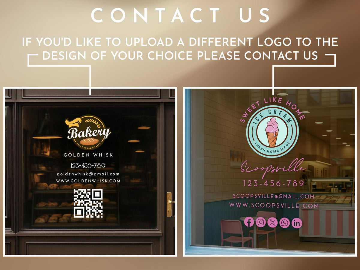 Personalized Business Window Sticker, Your Company Name Sticker, Storefront Sticker, QR Code Office Window Door Lettering Business Stickers