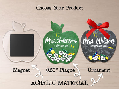 Personalized Teacher Ornament with Student Names, Teacher Christmas Ornament, Custom Teacher Classroom Gifts, Teacher Appreciation Gifts