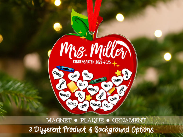 Personalized Teacher Ornament with Student Names, Teacher Christmas Ornament, Custom Teacher Classroom Gifts, Teacher Appreciation Gifts