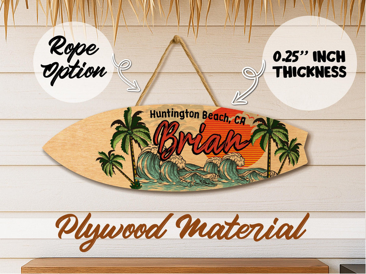 Custom Surf Gift for Surf Lover Gift, Surf Sign Gift for Surfers, Surf Board Keychain Gift, Surfing Gift Surf Board Magnet Surf Board Decor