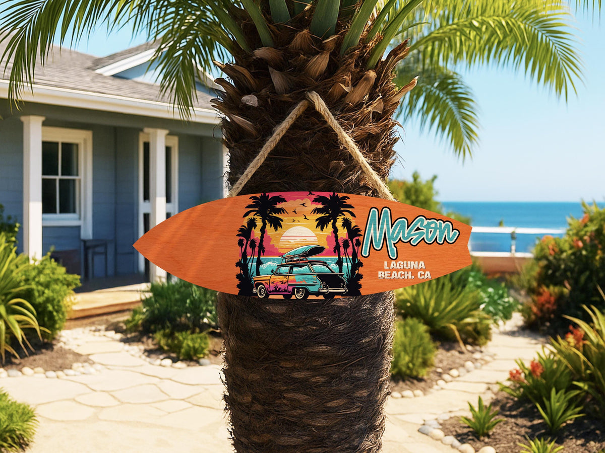Custom Surf Gift for Surf Lover Gift, Surf Sign Gift for Surfers, Surf Board Keychain Gift, Surfing Gift Surf Board Magnet Surf Board Decor