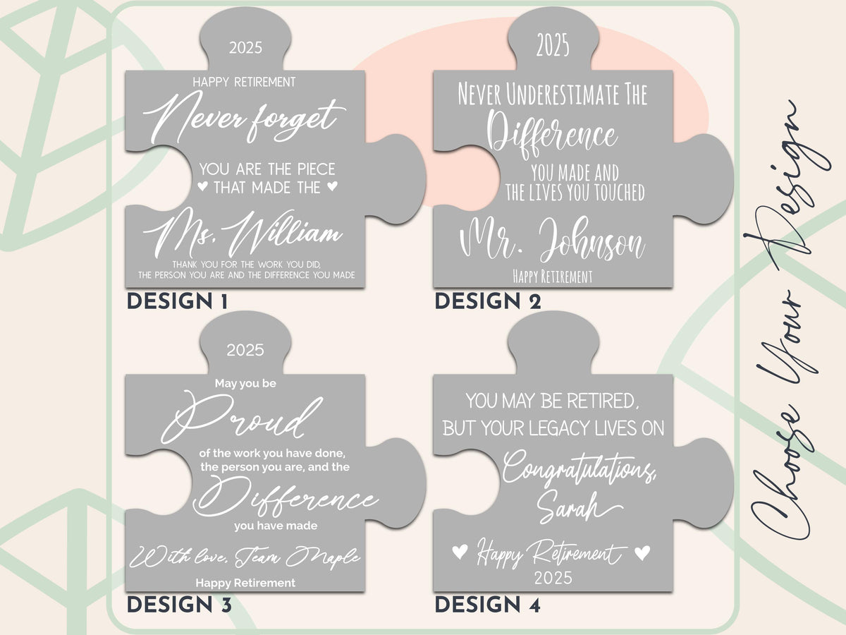 Personalized Retirement Gift Acrylic Puzzle Sign – Custom Name Puzzle Plaque for Teacher, Boss, Coworker, Nurse, Employee Farewell Keepsake