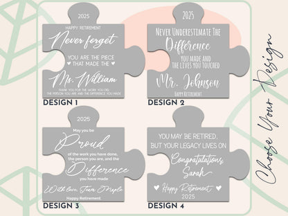 Personalized Retirement Gift Acrylic Puzzle Sign – Custom Name Puzzle Plaque for Teacher, Boss, Coworker, Nurse, Employee Farewell Keepsake