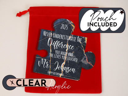 Personalized Retirement Gift Acrylic Puzzle Sign – Custom Name Puzzle Plaque for Teacher, Boss, Coworker, Nurse, Employee Farewell Keepsake