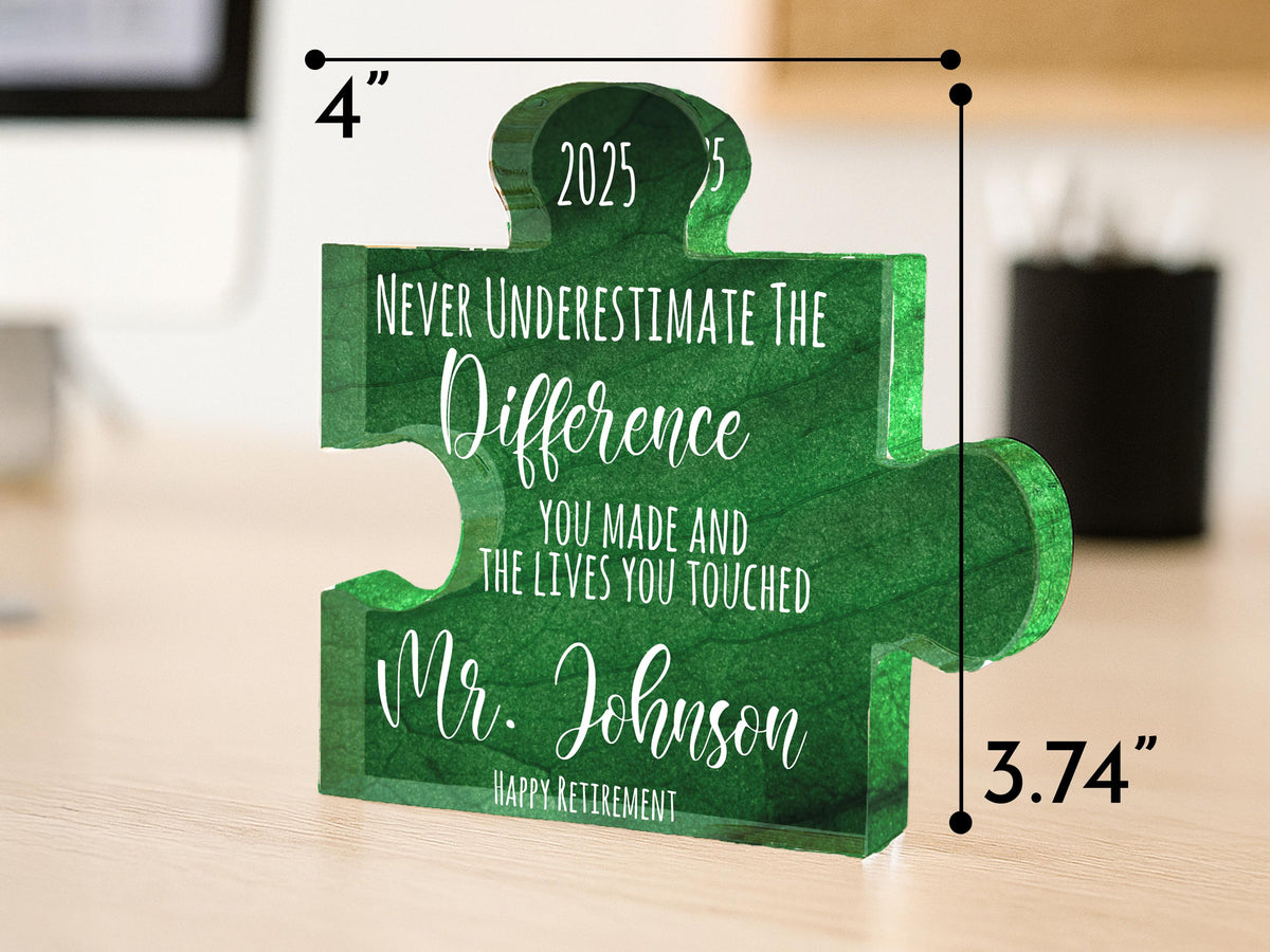 Personalized Retirement Gift Acrylic Puzzle Sign – Custom Name Puzzle Plaque for Teacher, Boss, Coworker, Nurse, Employee Farewell Keepsake