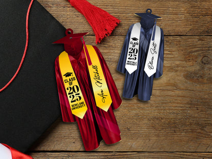 Class Of 2026 Graduation Ornament, Personalized Cap & Gown Keepsake with Name, College, Custom High School Graduation Gift, New Graduate