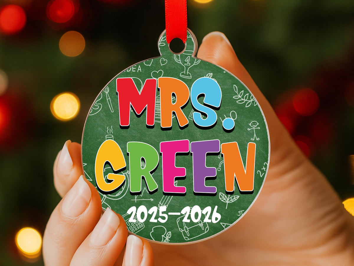 Personalized Teacher Ornament, Best Teacher Ever, Custom Name Christmas Keepsake, End of Year, Preschool Teacher, Holiday Gift, Thank You