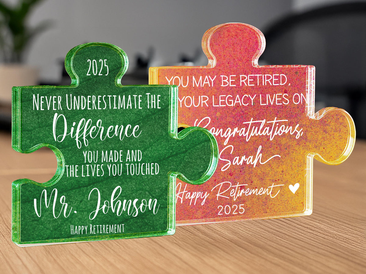Personalized Retirement Gift Acrylic Puzzle Sign – Custom Name Puzzle Plaque for Teacher, Boss, Coworker, Nurse, Employee Farewell Keepsake
