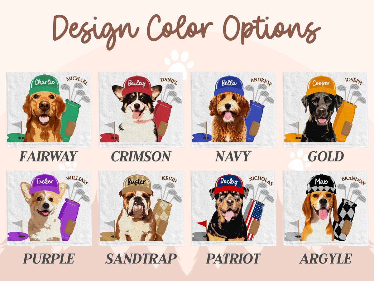 Custom Pet Golf Towel with Pet Photo, Personalized Dog Towels, Custom Cat Golf Towels, Dog Face Photo Golf Towel, Golf Lover Gifts for Dad