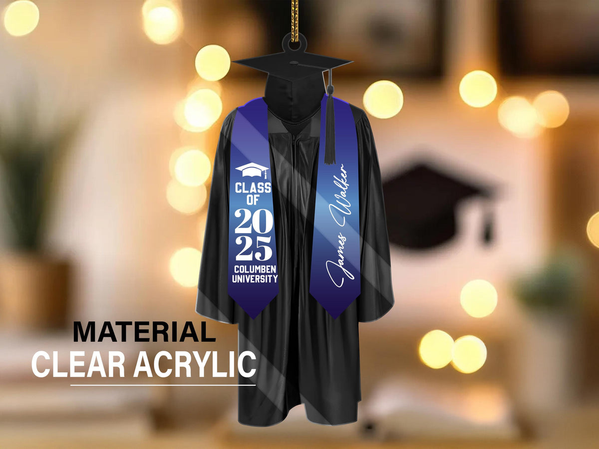 Class Of 2026 Graduation Ornament, Personalized Cap & Gown Keepsake with Name, College, Custom High School Graduation Gift, New Graduate