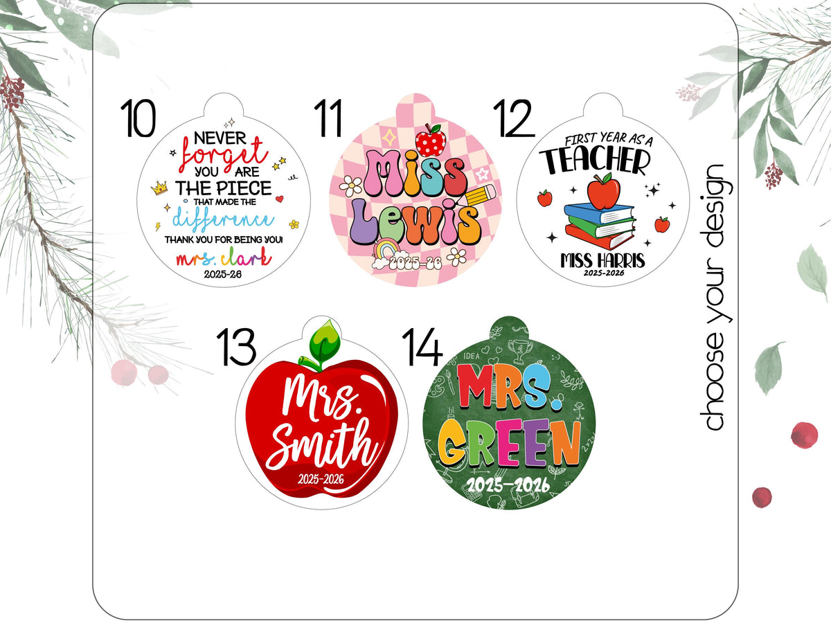 Personalized Teacher Ornament, Best Teacher Ever, Custom Name Christmas Keepsake, End of Year, Preschool Teacher, Holiday Gift, Thank You