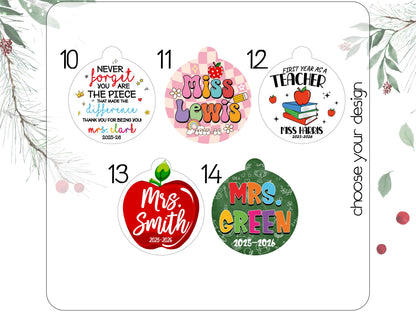 Personalized Teacher Ornament, Best Teacher Ever, Custom Name Christmas Keepsake, End of Year, Preschool Teacher, Holiday Gift, Thank You