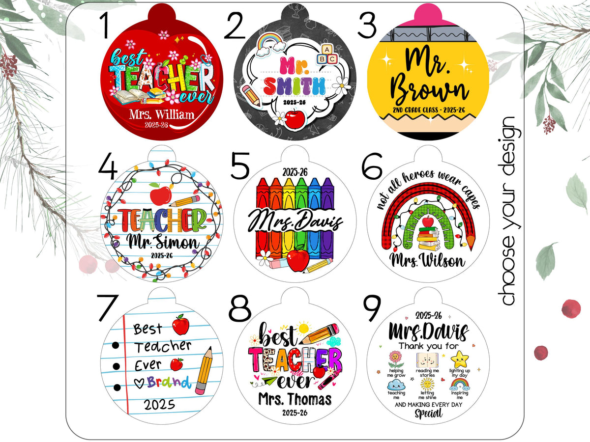 Personalized Teacher Ornament, Best Teacher Ever, Custom Name Christmas Keepsake, End of Year, Preschool Teacher, Holiday Gift, Thank You