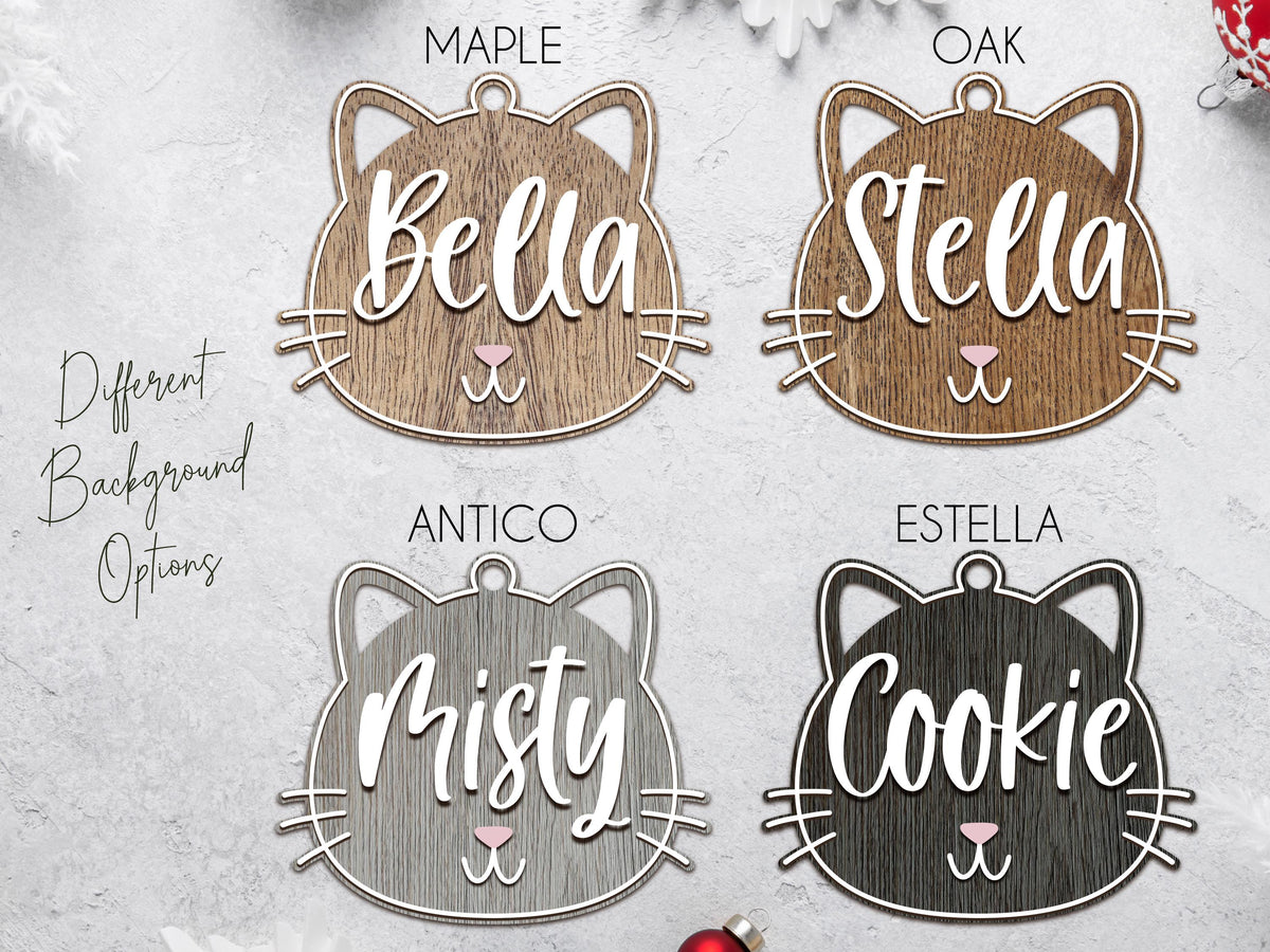 Custom Cat Name Ornament, Personalized Pet Ornament for Christmas, Cat Lovers Gift, Holiday Stocking Tag, Cat Owner Gift for Xmas, Adoption